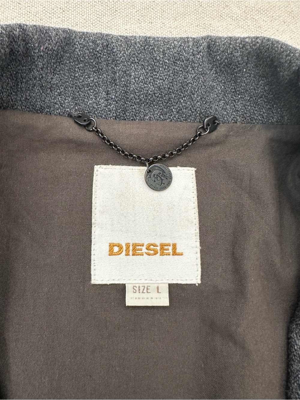 DIESEL Charcoal Grey Wool Blend Blazer Jacket - Size L (Runs Small / Slim Fit) - Picture 3 of 16